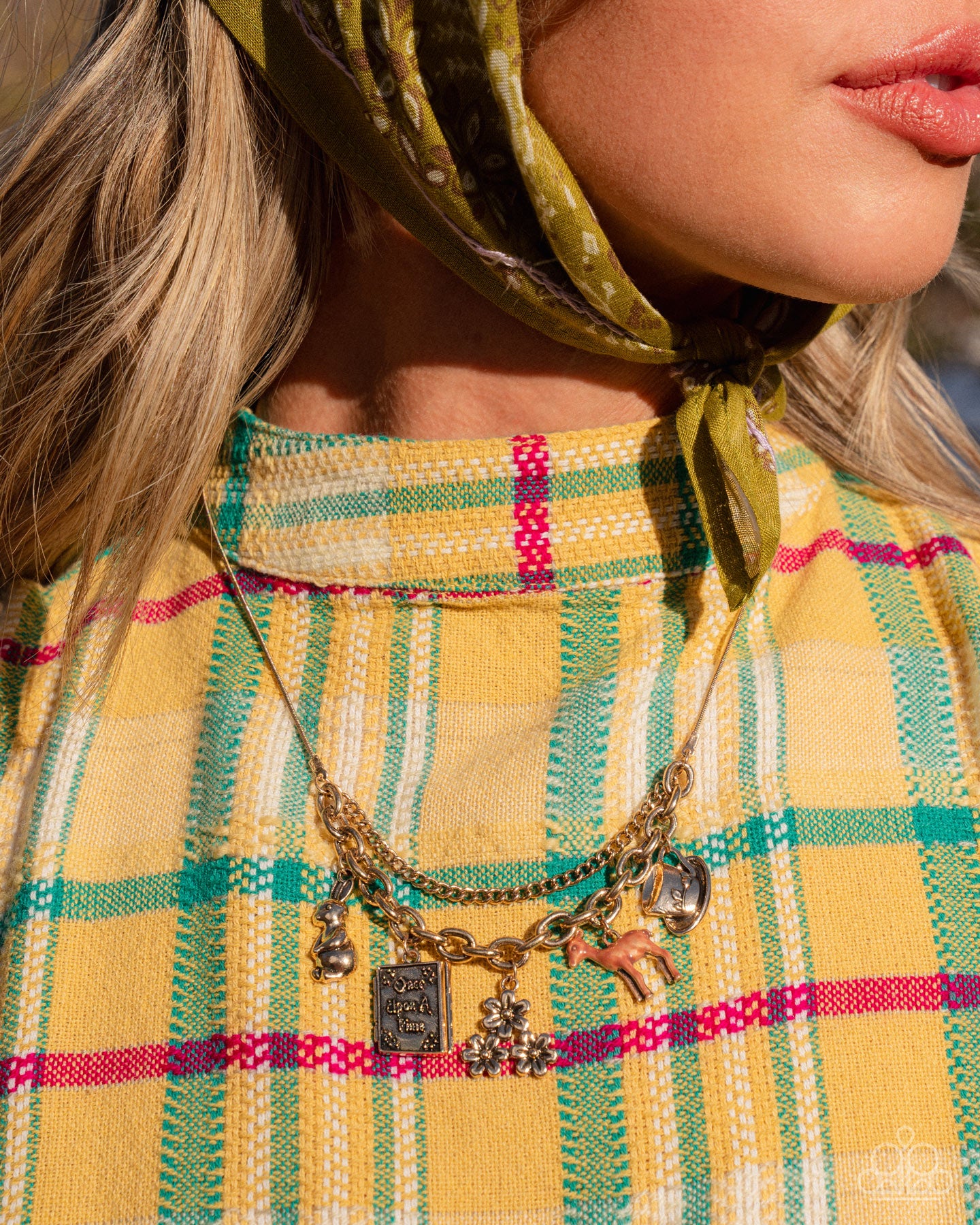 Storybook Setting - Gold Fairytale-Inspired Charms Paparazzi Necklace & matching earrings