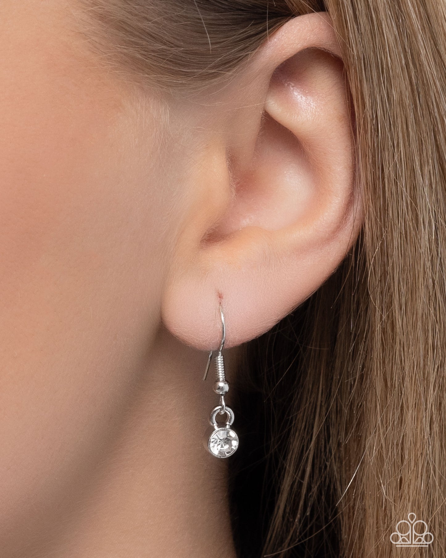 Marquise Maneuver - White Opalescent Gems/White Rhinestone Paparazzi Necklace & matching earrings