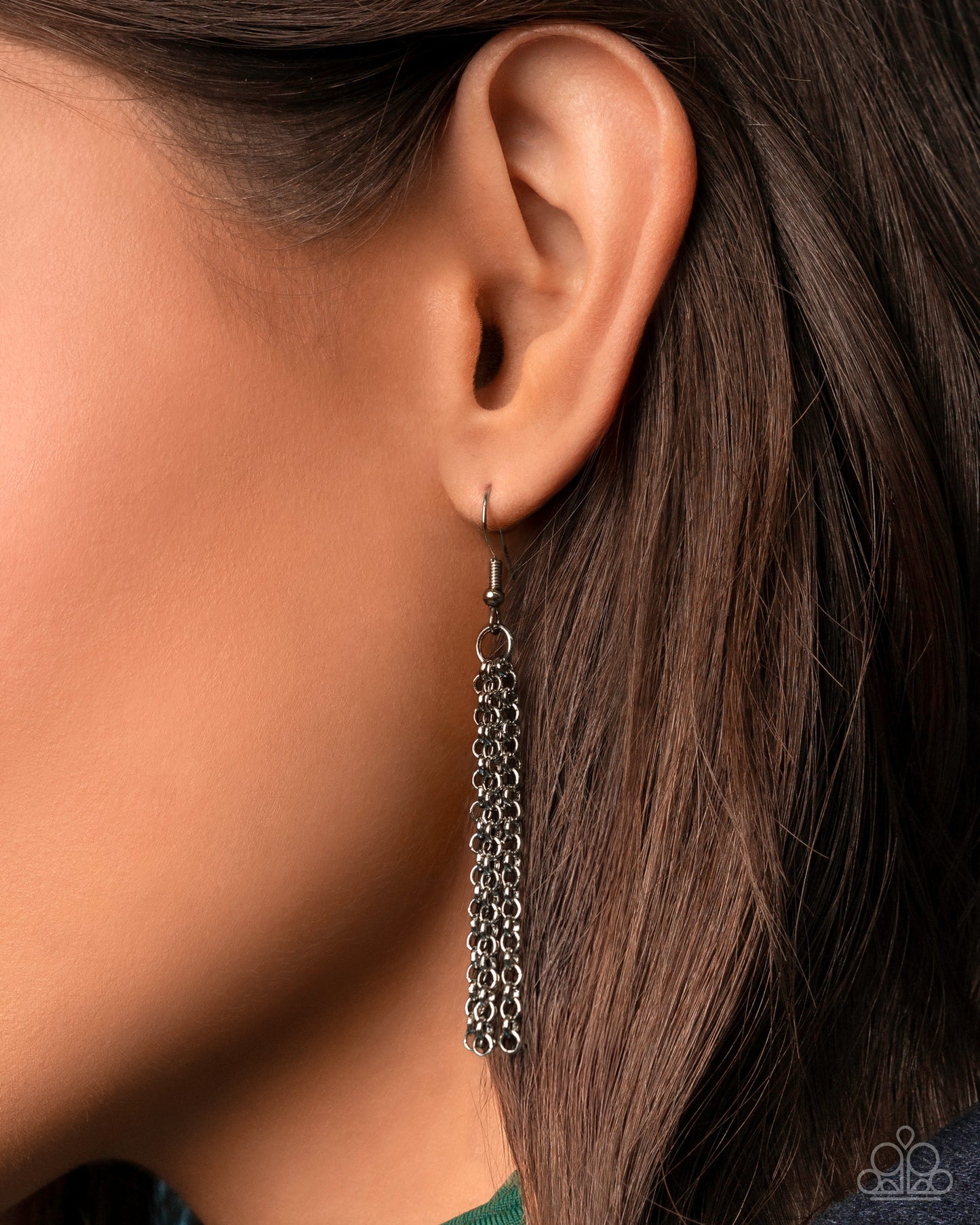 Double Demand - Silver Box Chain Paparazzi Choker Necklace & matching earrings