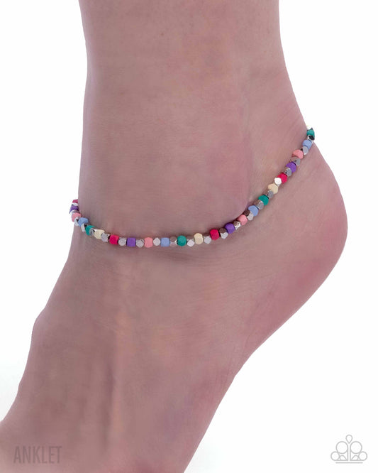 Exquisitely Eclectic - Multicolored Faceted Cube Beaded Paparazzi Anklet