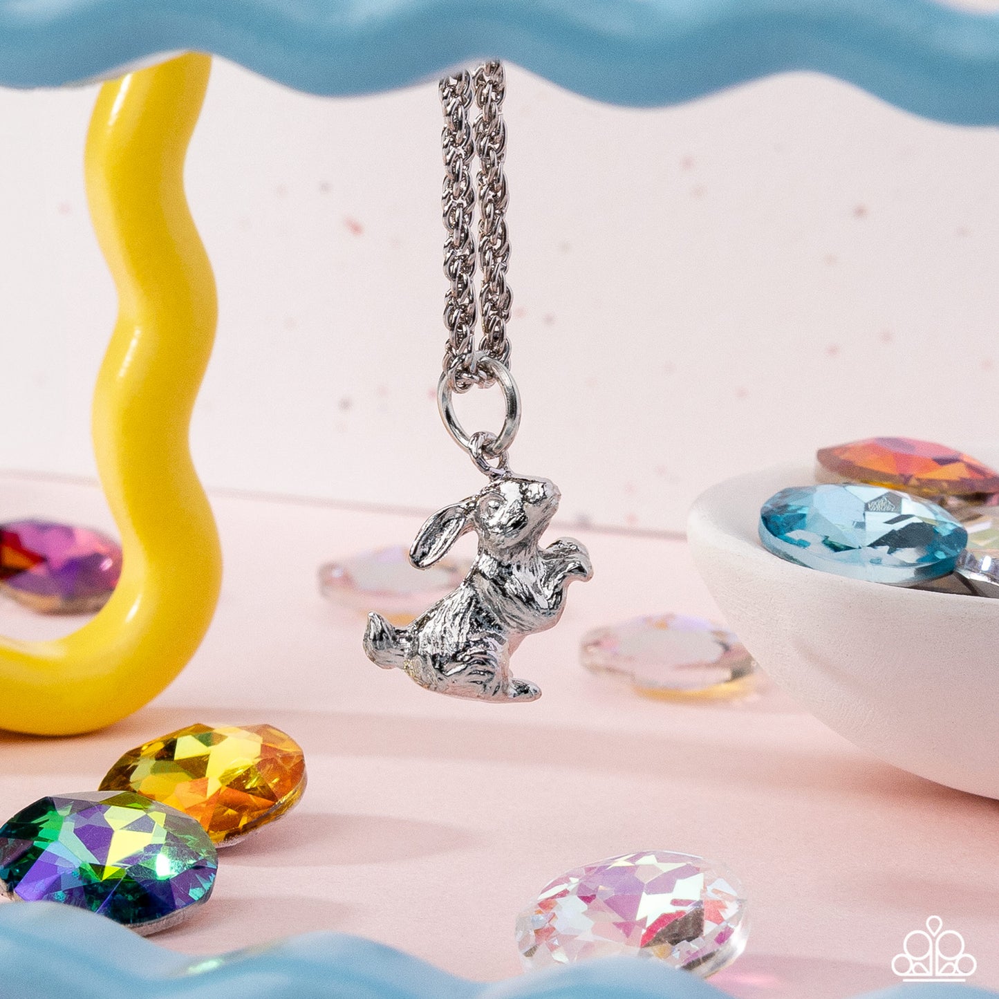 Pet Rabbit - Silver Detailed Rabbit Pendant Paparazzi Necklace & matching earrings