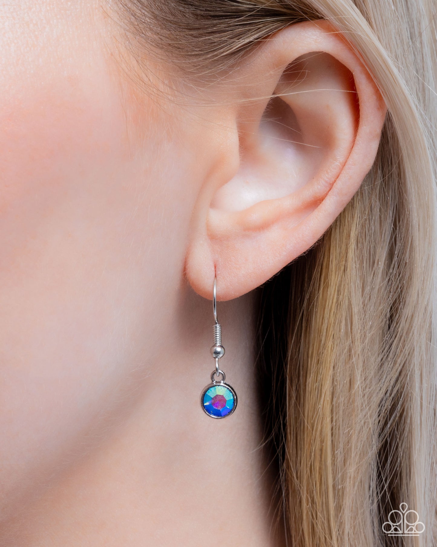 Straight Up Stellar - Blue Iridescent Rhinestone Embellished Star/Silver Snake Chain Paparazzi Necklace & matching earrings