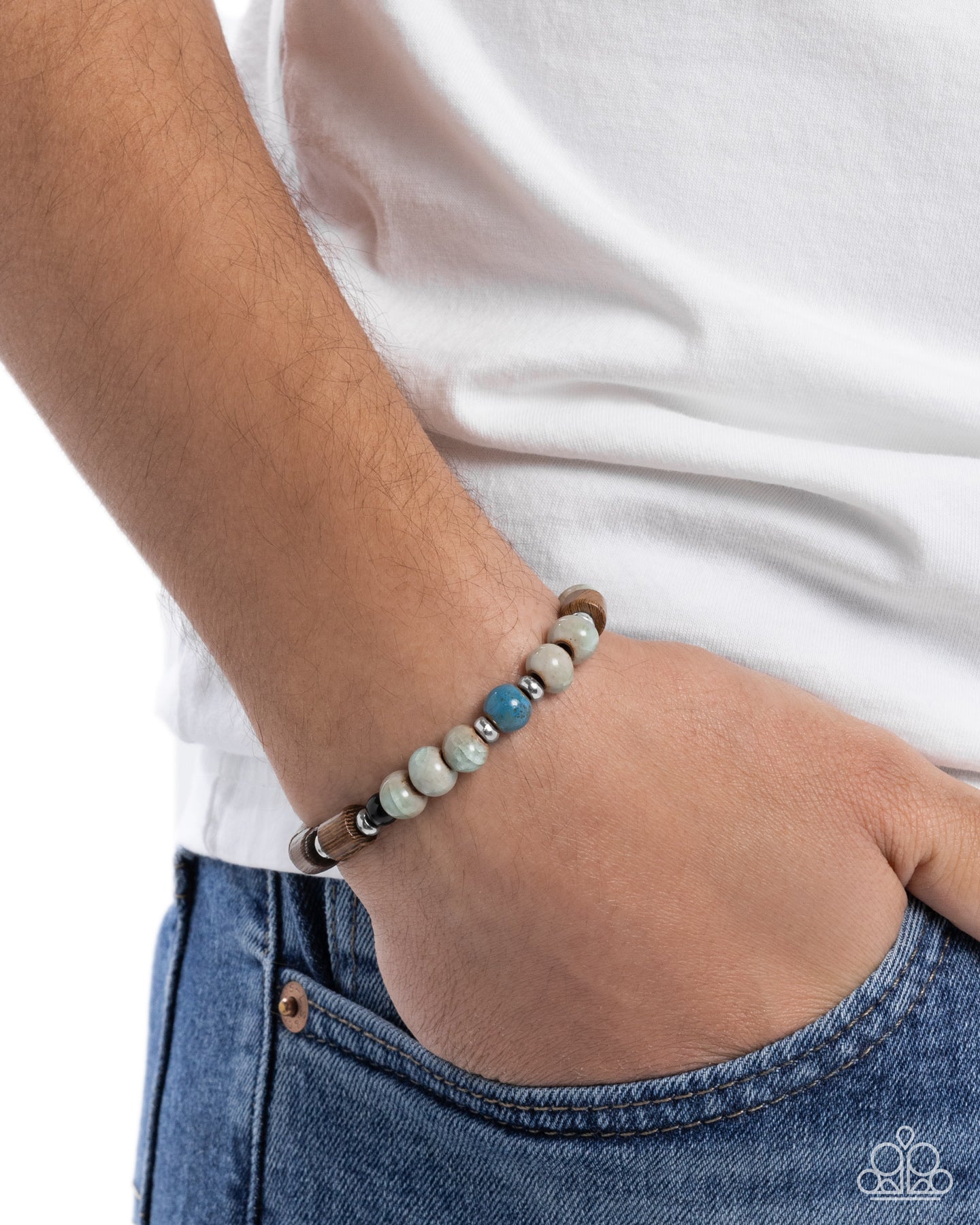 Greater WOOD - Multicolored Stone Beads/Wooden Cylindrical Beads Paparazzi Stretch Bracelet