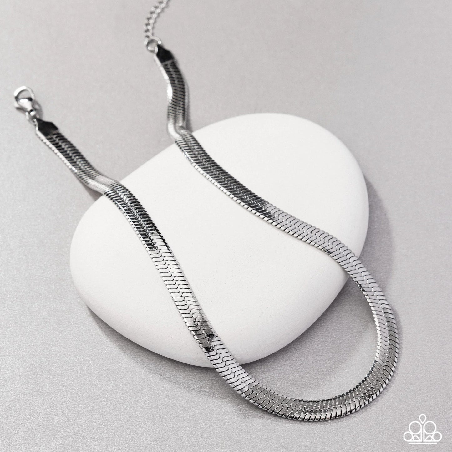 Herringbone Haute - Silver Herringbone Chain Paparazzi Choker Necklace & matching earrings