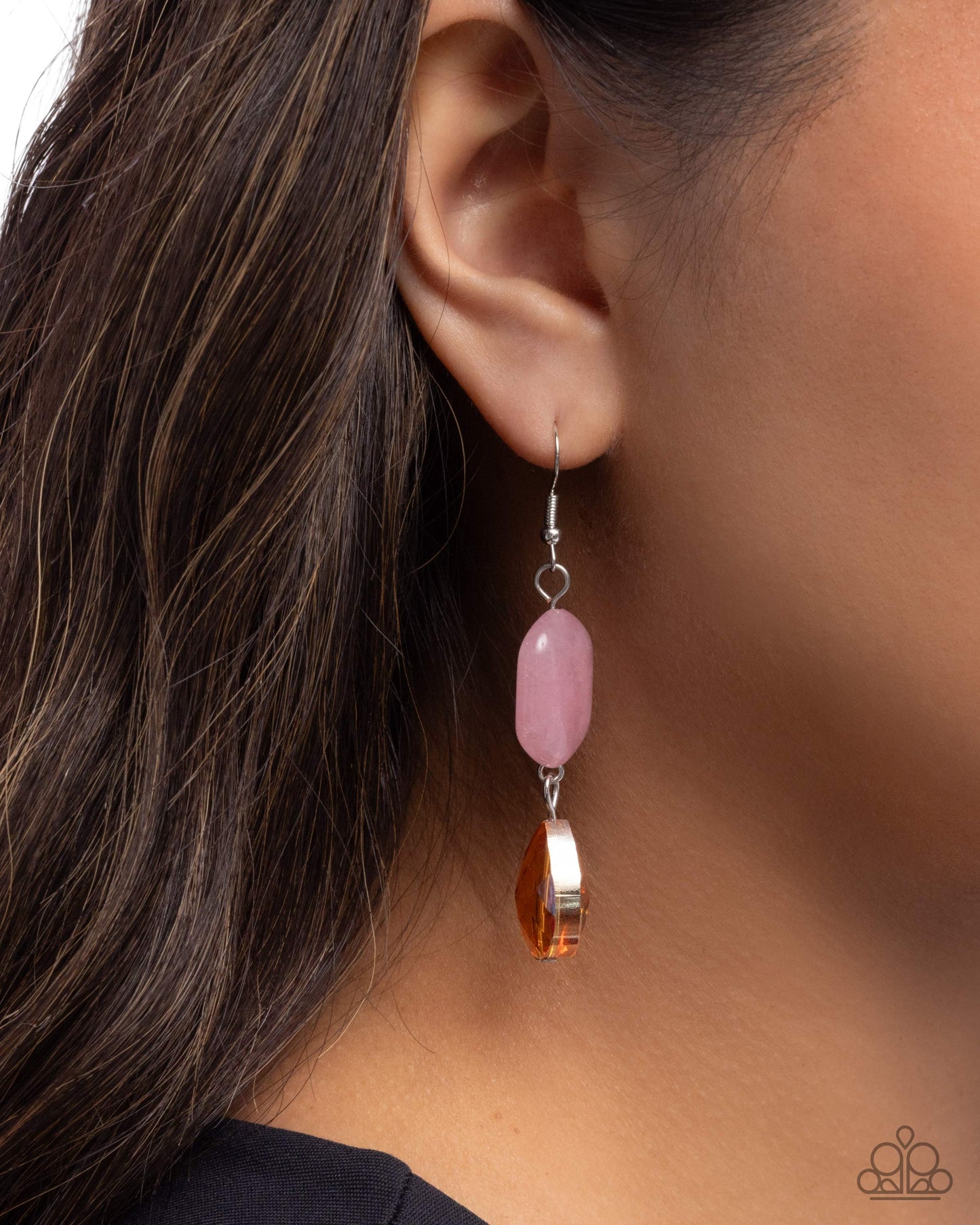 Brilliant Beauty Queen - Pink Stone/Orange Faceted Bead Paparazzi Earrings