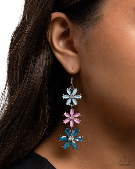 Blooming Bombshell - Blue & Pink Flower Petals Paparazzi Earrings