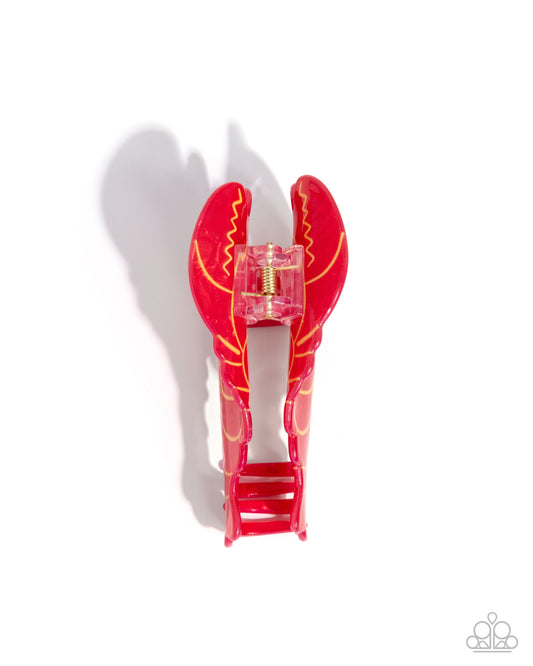 Lobster Leisure - Red Acrylic Lobster Paparazzi hair Claw Clip