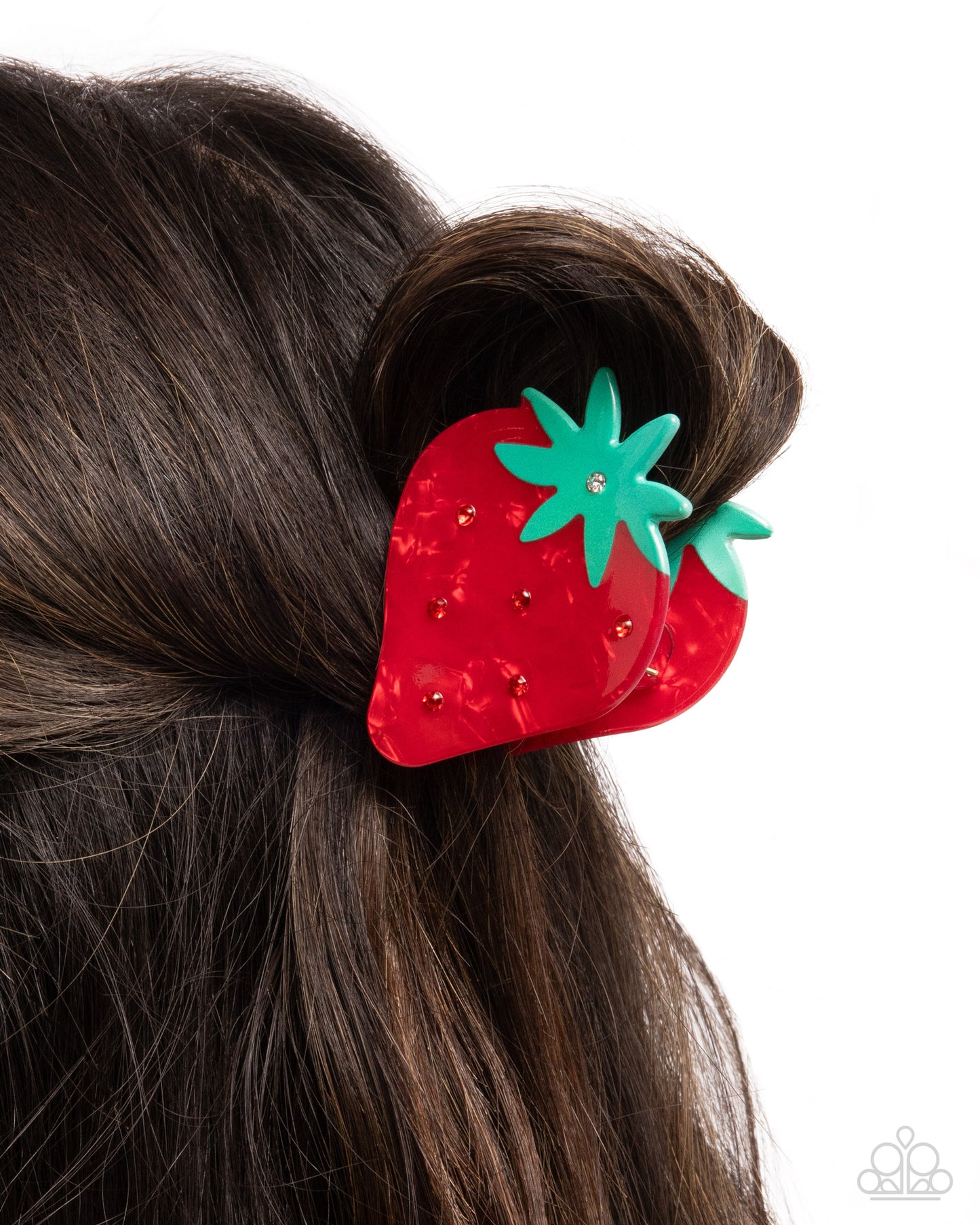 Strawberry Showcase - Red & Green Acrylic Strawberry Paparazzi Hair Claw Clip