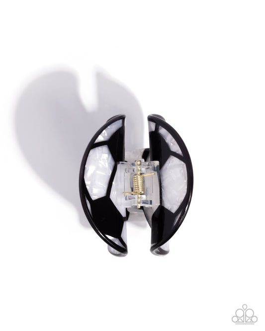 Soccer Shimmer - Black & White Acrylic Soccer Ball Paparazzi Hair Claw Clip