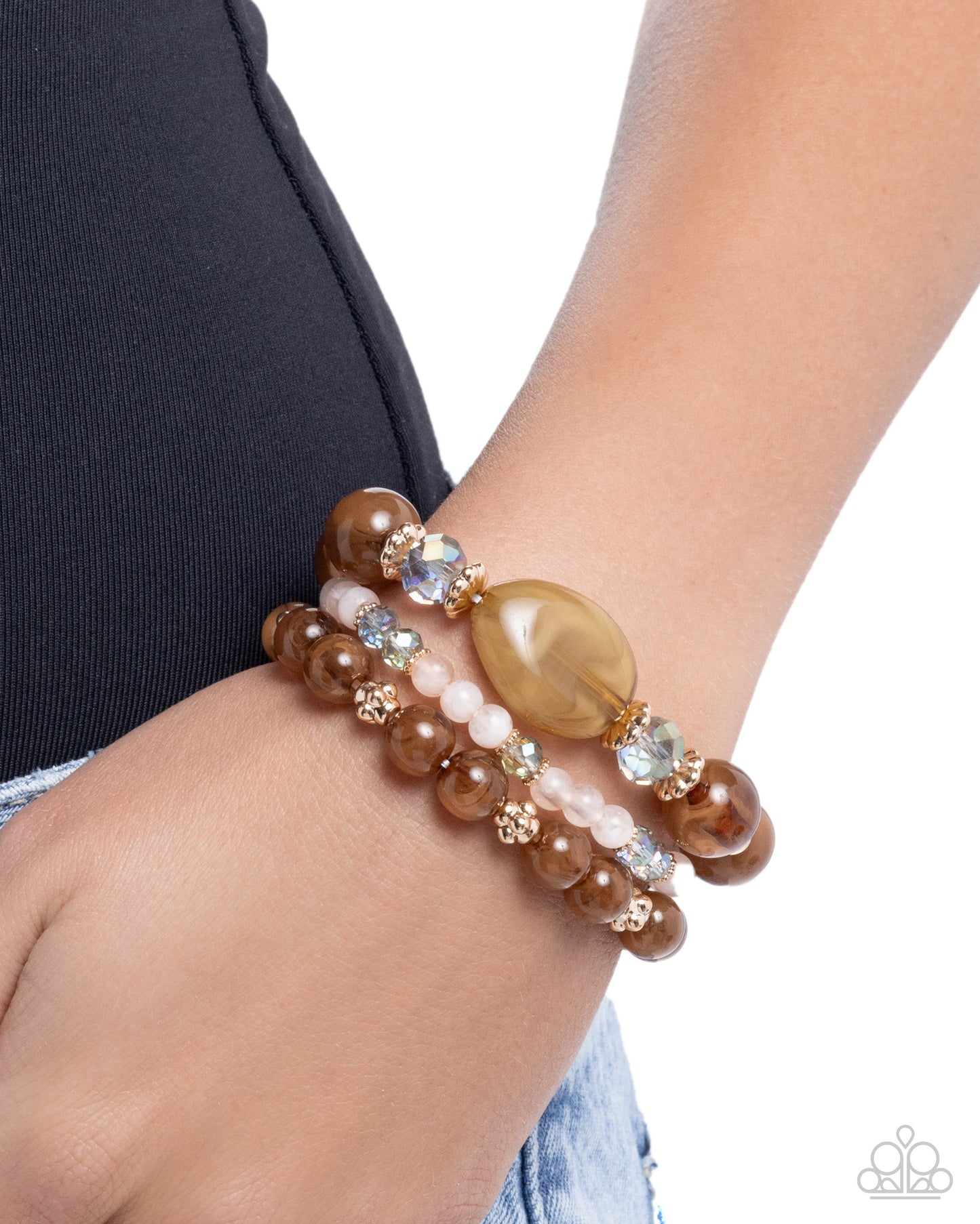 Cheerful Collection - Brown Acrylic Beaded Paparazzi Set of 3 Stretch Bracelets