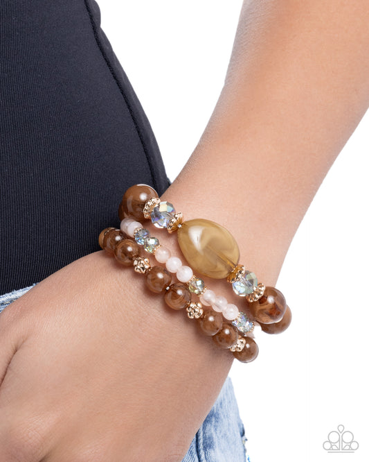 Cheerful Collection - Brown Acrylic Beaded Paparazzi Set of 3 Stretch Bracelets