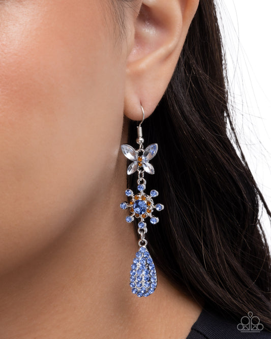 Butterfly Blend - Blue Gems & Rhinestones/Butterflies/Flowers Paparazzi Earrings