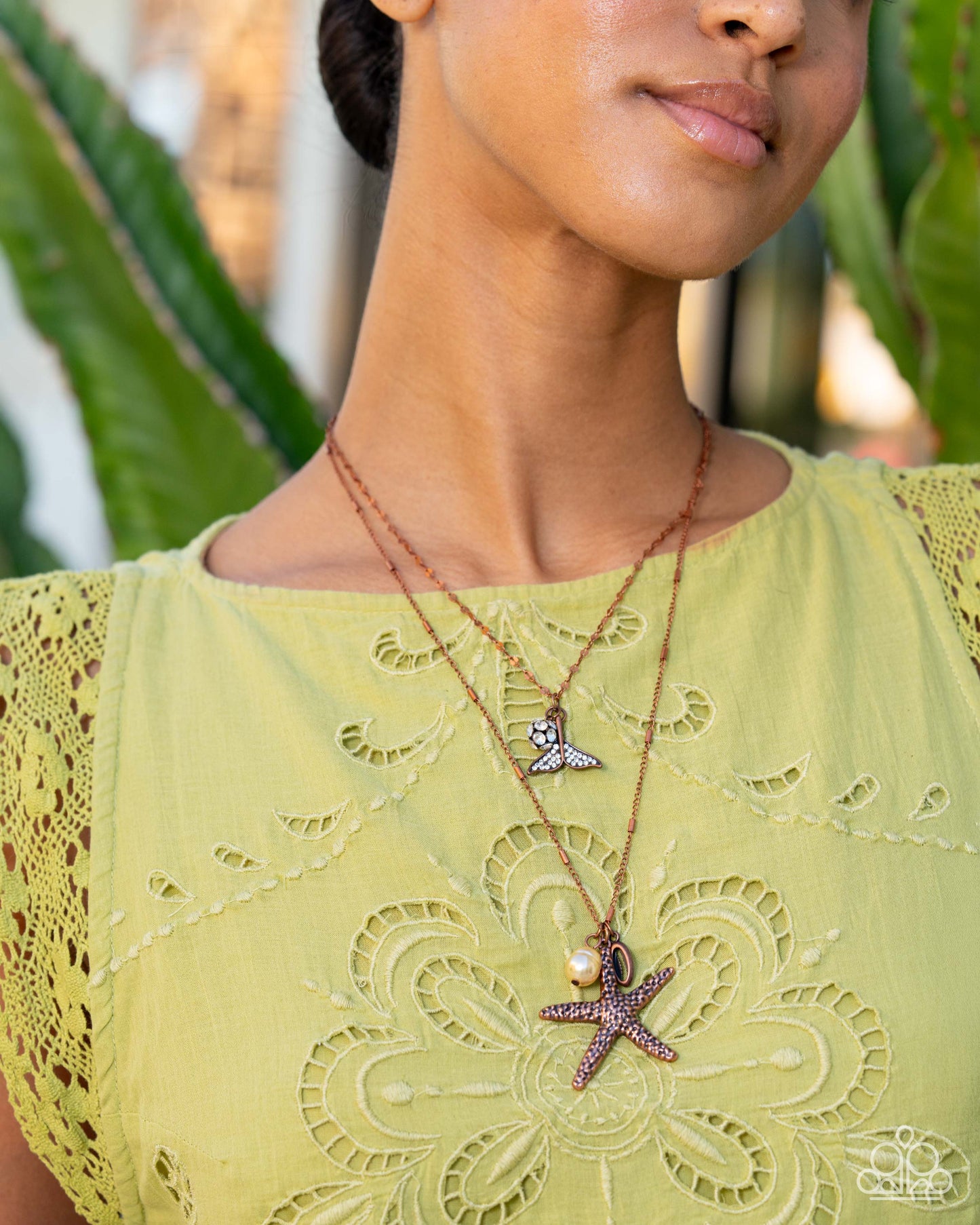 Coral Class - Copper Mermaid Tail/Copper Starfish Pendant Paparazzi Necklace & matching earrings