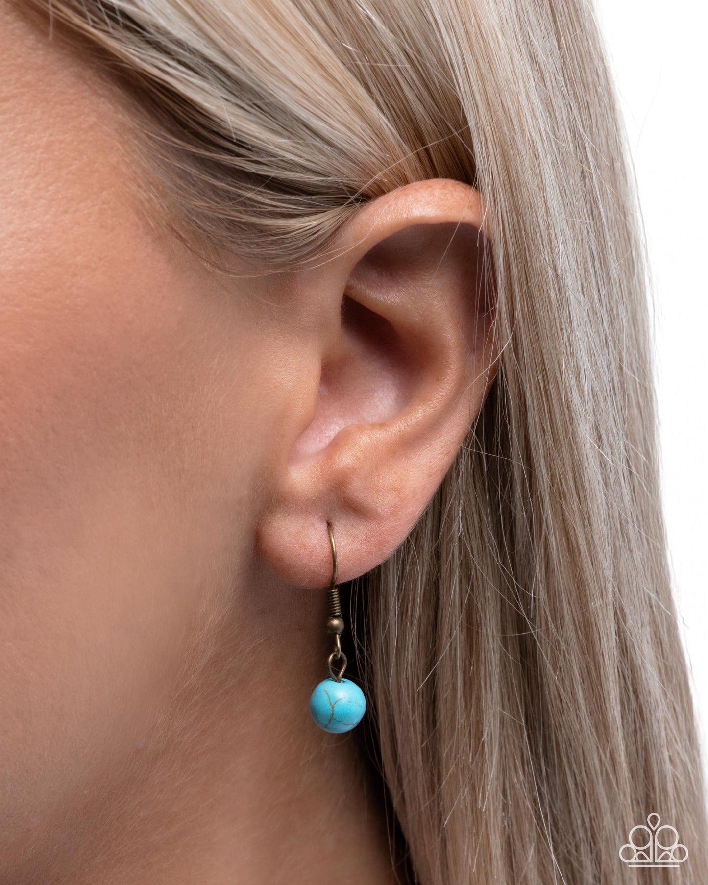 Heavenly Color - Brass & Turquoise Stone Cross Pendant Paparazzi Necklace & matching earrings