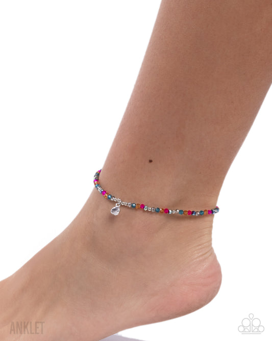 Colorfully Candid - Multicolored Beads/Silver Disc Paparazzi Anklet