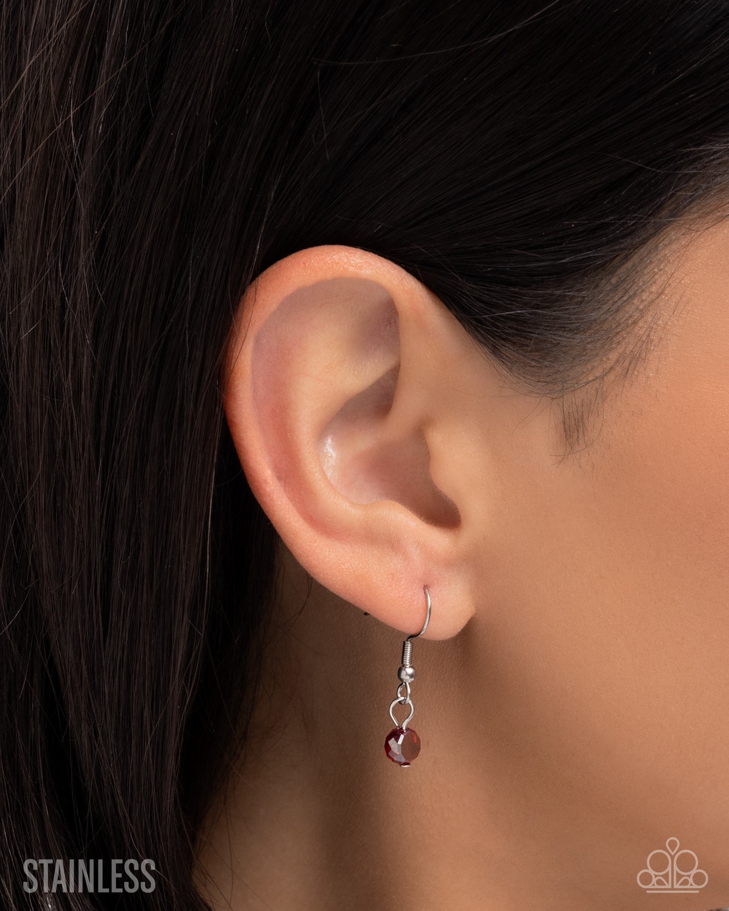 Defaced Decadence - Red Gems/Silver Stud Embellished Stainless Steel Paparazzi Choker Necklace & matching earrings