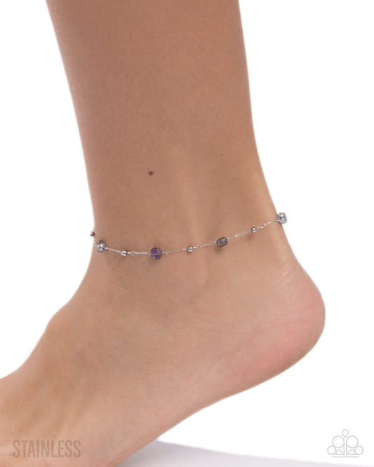Defaced Dedication - Multicolored Beads/Stainless Steel Chain Paparazzi Anklet