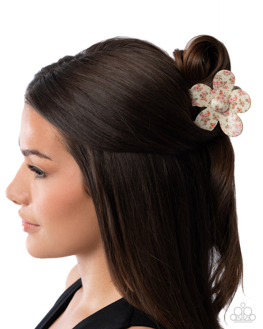 Dueling Flowers - Yellow & Multicolored Flowers Paparazzi Hair Claw Clip