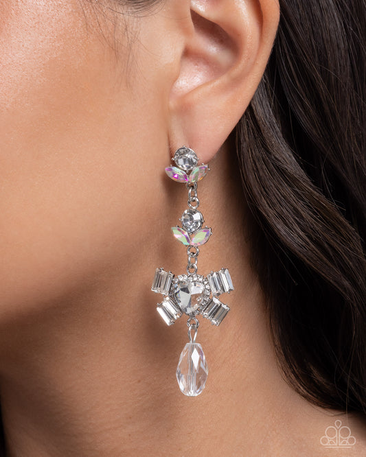 Millennial Malibu - White Gems/White Gem Heart/White Gem Bow Paparazzi Earrings