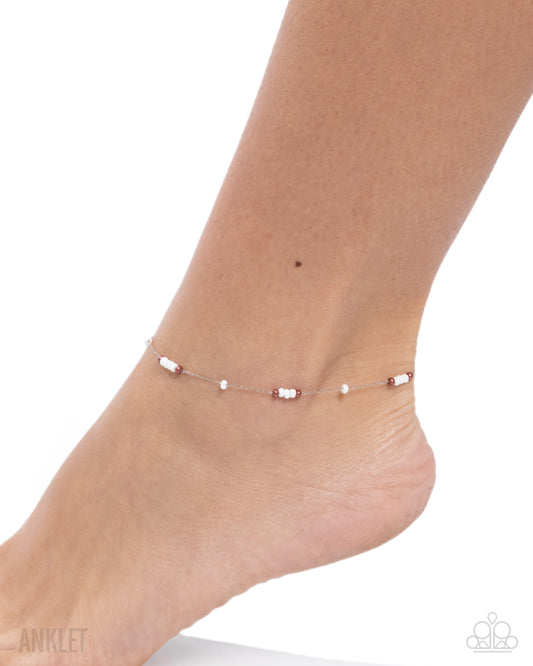 Delightfully Delicate - White & Copper Seed Beads/Silver Chain Paparazzi Anklet