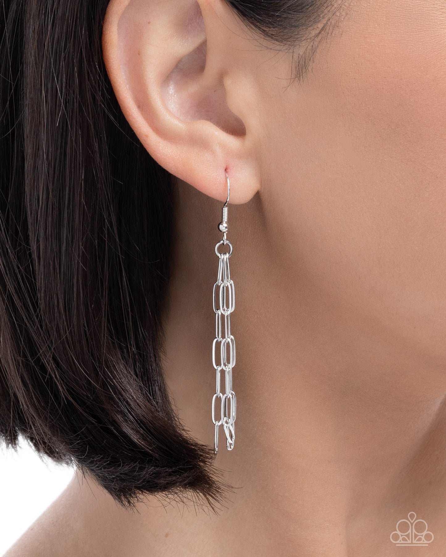 Mountain Retreat - White Backdrop/Silver Landscape Pendant Paparazzi Necklace & matching earrings