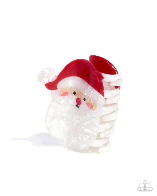 Santa Claus is Coming to Town - Multicolored Acrylic Santa Paparazzi Hair Clip
