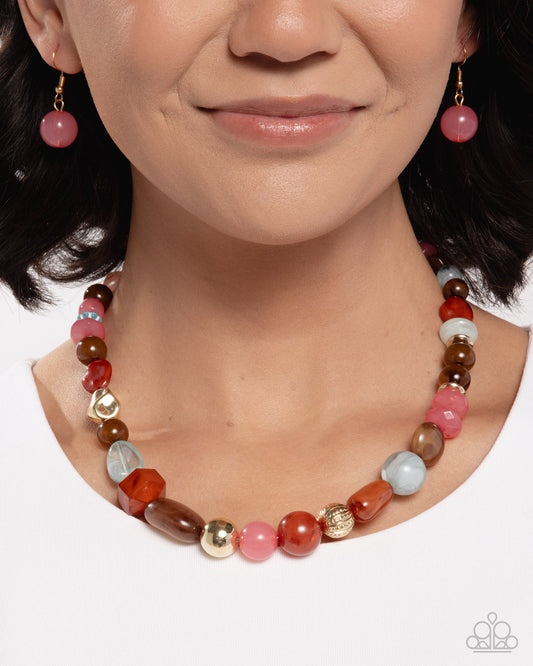 Modular Malibu - Multicolored Beaded Paparazzi Necklace & matching earrings