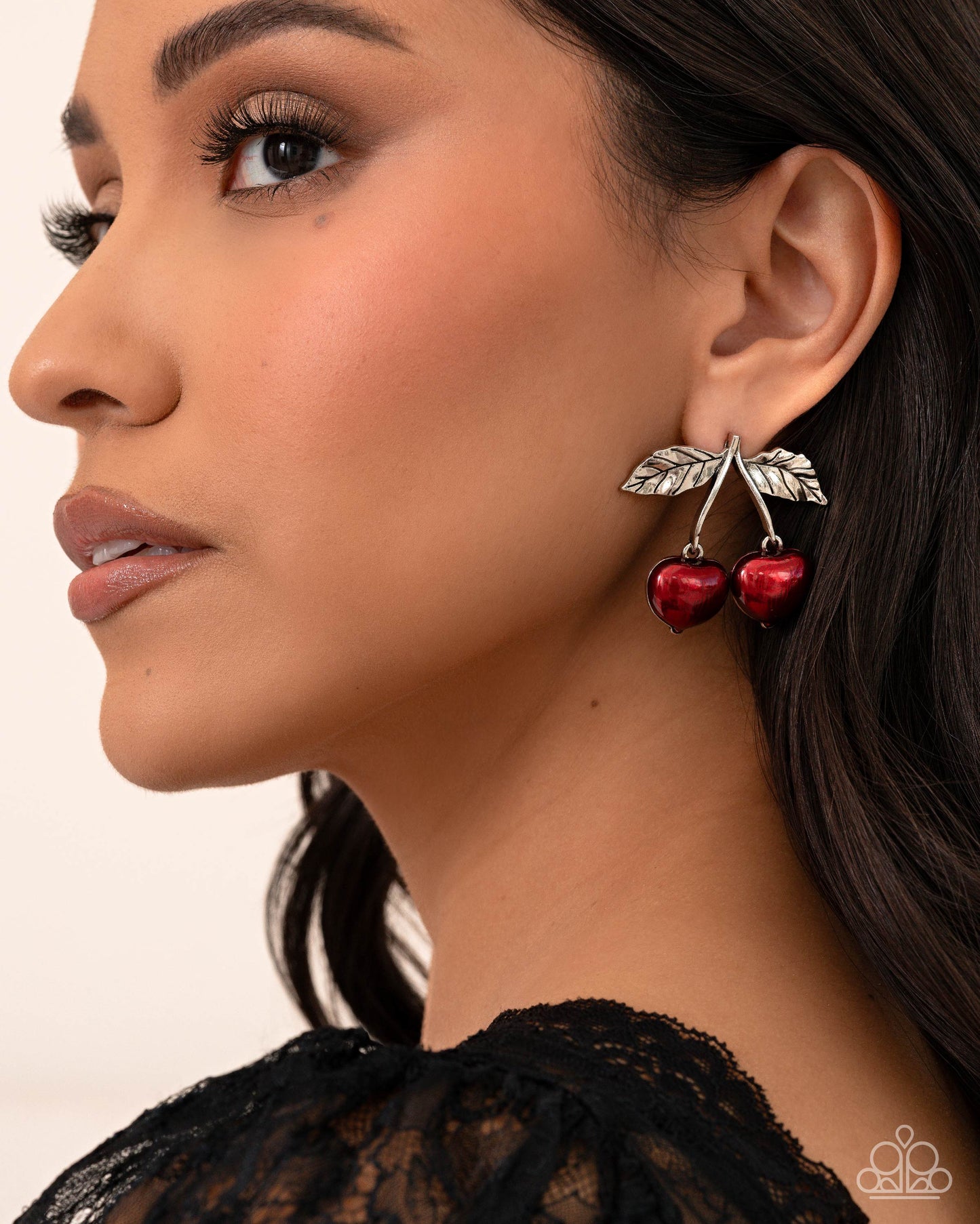 Confident Cherries - Red Cherries/Silver Stems/Silver Textured Leaves Paparazzi Earrings