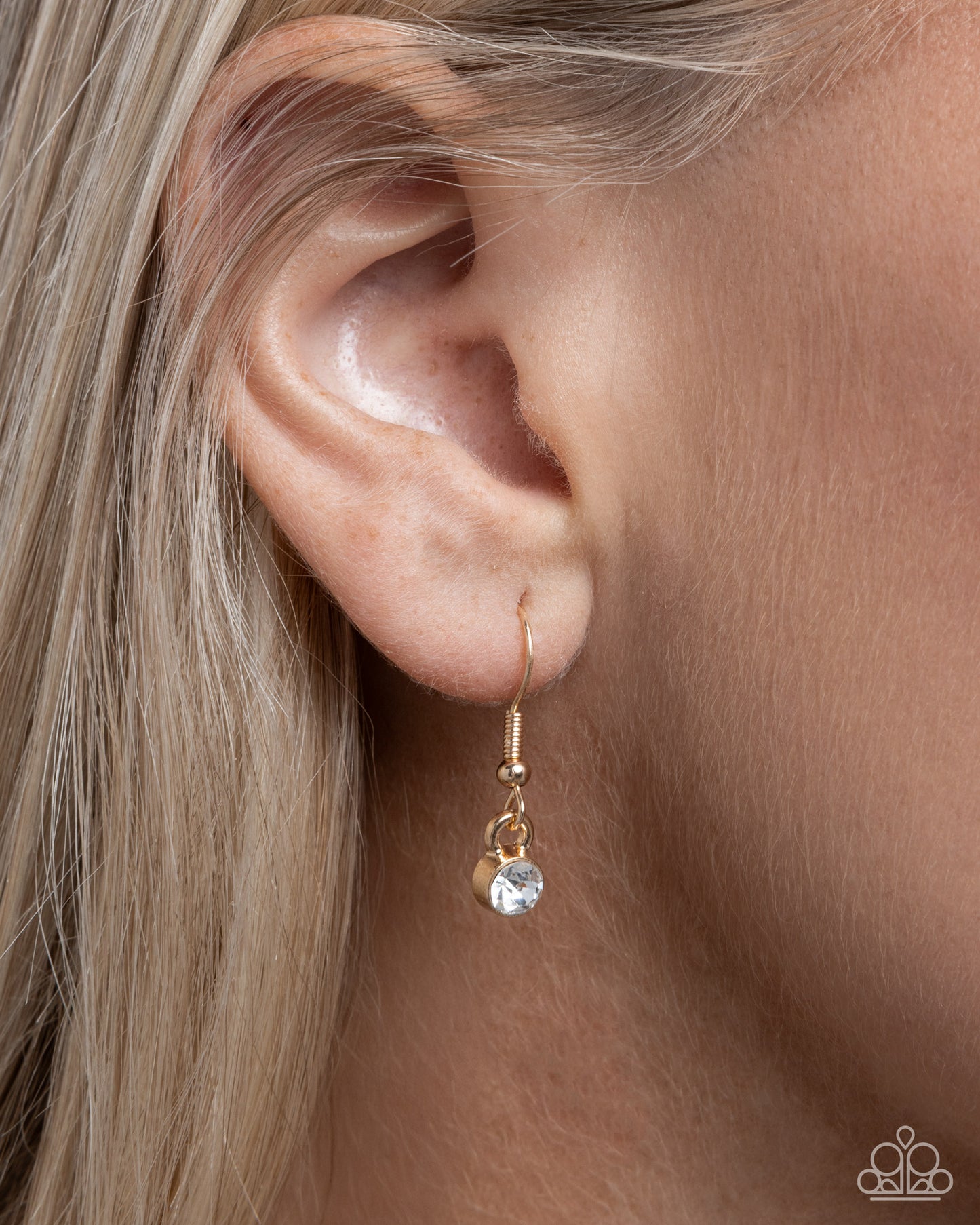 Favorable Faith - Gold "Faith" / White Rhinestone Chain Paparazzi Necklace & matching earrings