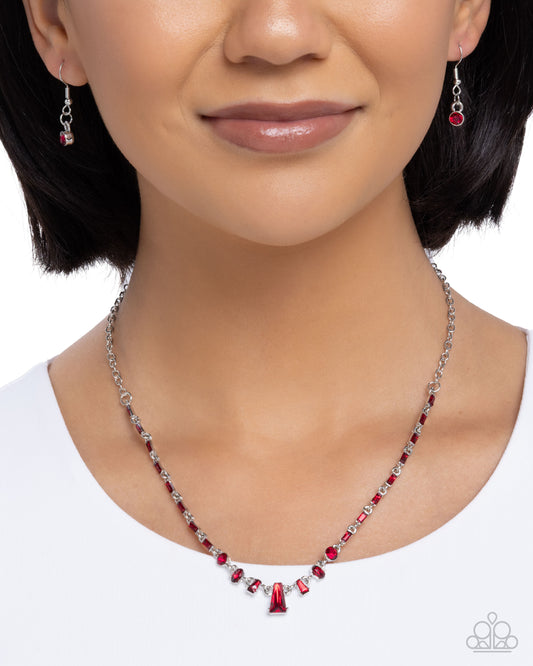 Boyfriends Gift - Red Gems/Rhinestones Paparazzi Necklace & matching earrings