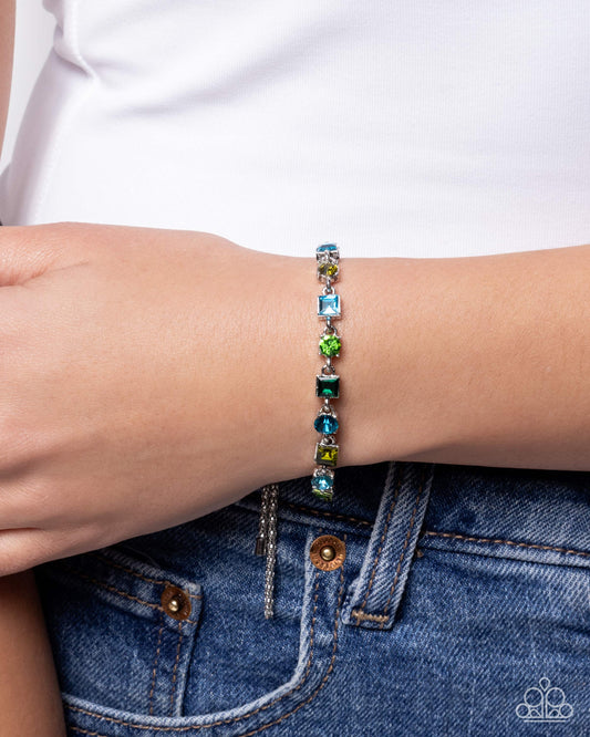 Checking for Chic - Green & Blue Gem Paparazzi Bracelet