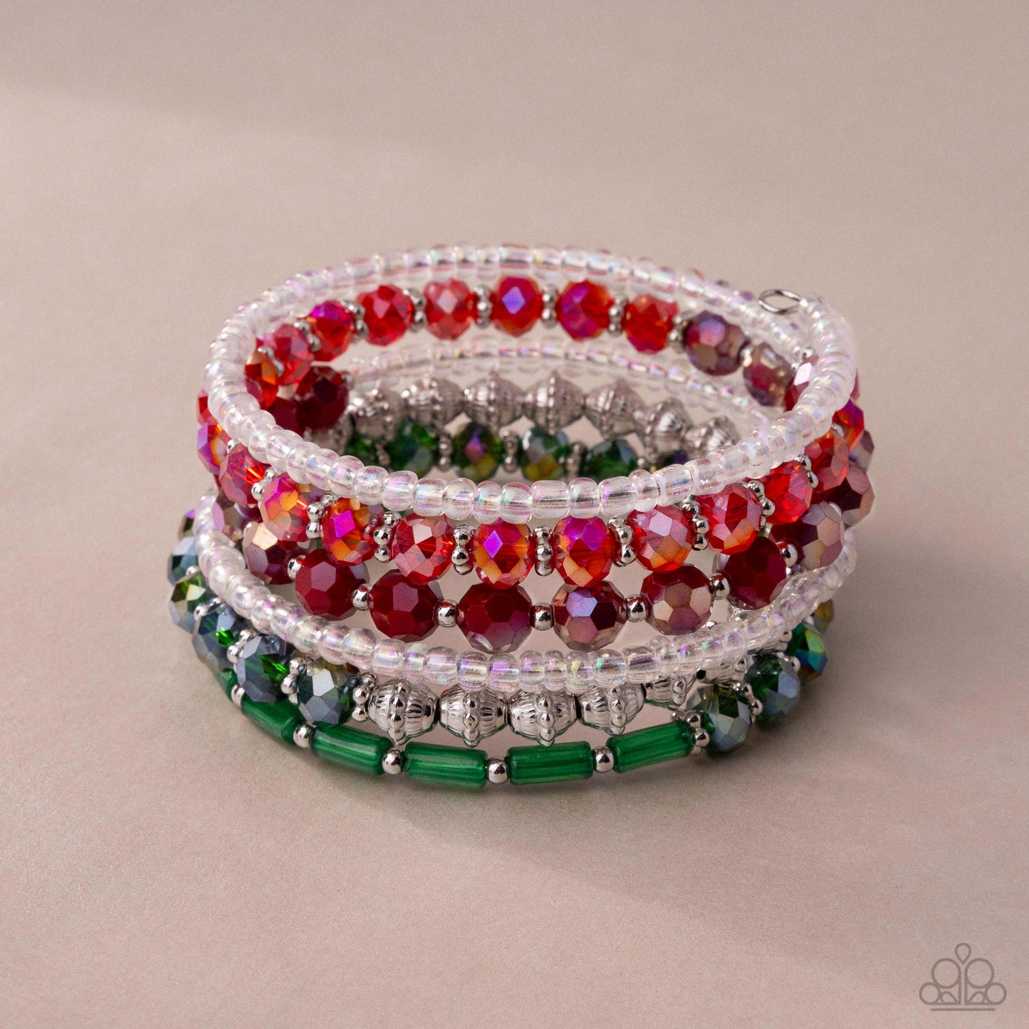 Stacked Surprise - Multicolored Beaded Paparazzi Coil Bracelet