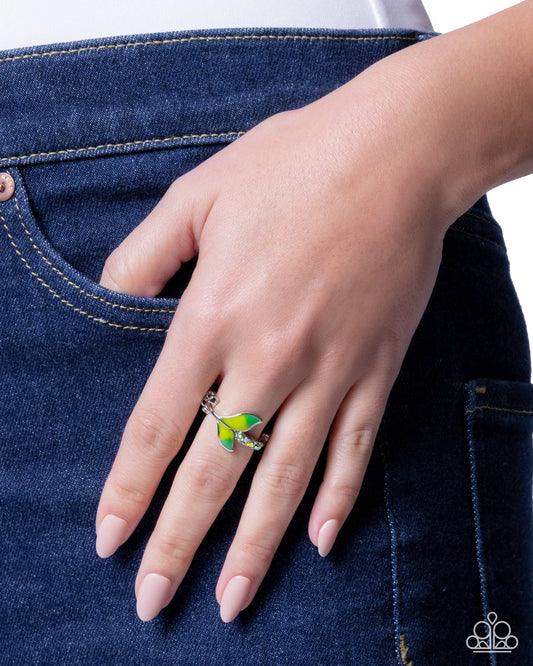 Mermaid Moment - Green Rhinestones/Green Mermaid Tail Paparazzi Ring