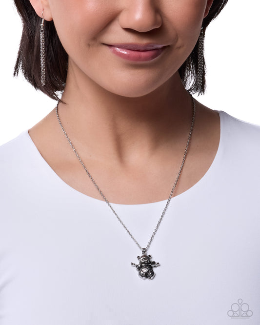 Pleasant Panda - Silver Panda Pendant Paparazzi Necklace & matching earrings