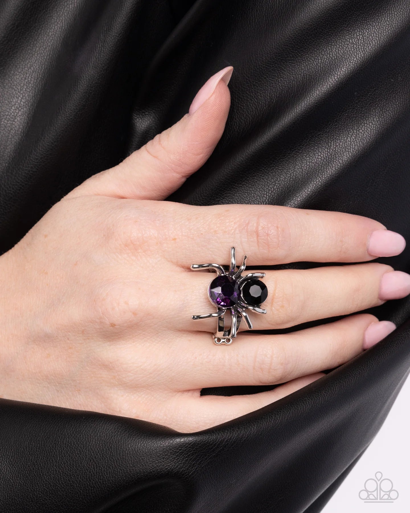 Spider Bite - Purple Gem Body/Black Gem Head Spider Paparazzi Ring