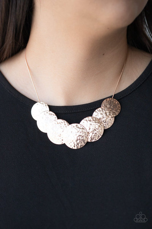 RADIAL Waves - Rose Gold Paparazzi Necklace & matching earrings