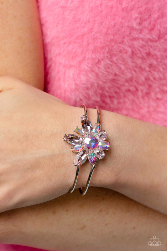 Chic Corsage - Multi Oval & Marquise-Cut Gem Flower Paparazzi Hinge Bracelet