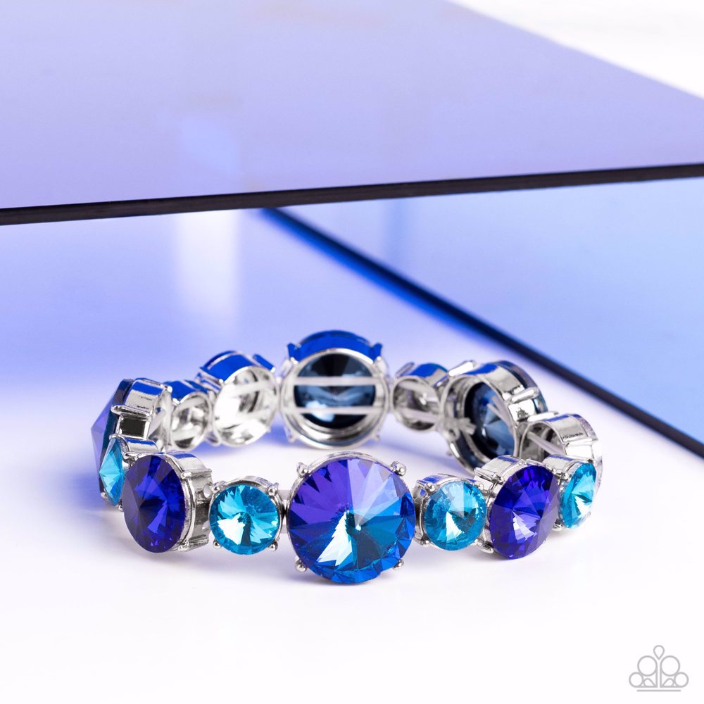 Refreshing Radiance - Blue Gems in Varying Sizes & Shades Paparazzi Stretch Bracelet