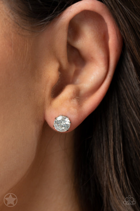 Just In TIMELESS - White Rhinestone Paparazzi Post Earrings