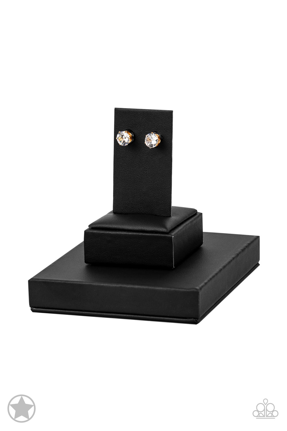 Just In TIMELESS - Gold Frame & White Rhinestone Paparazzi Post Earrings