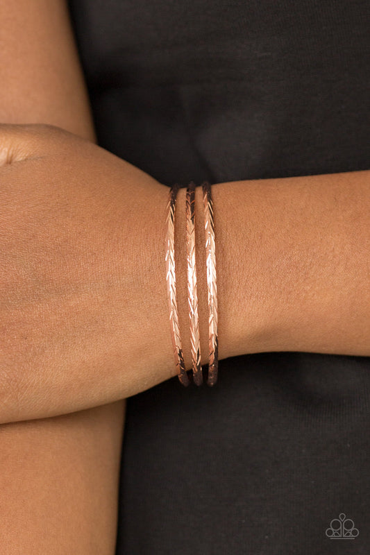 Eastern Empire - Copper Etched Geometric Pattern Cuff Bracelet