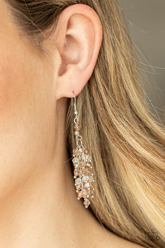 Celestial Chandeliers - Brown Iridescent Beaded Paparazzi Tassel Earrings