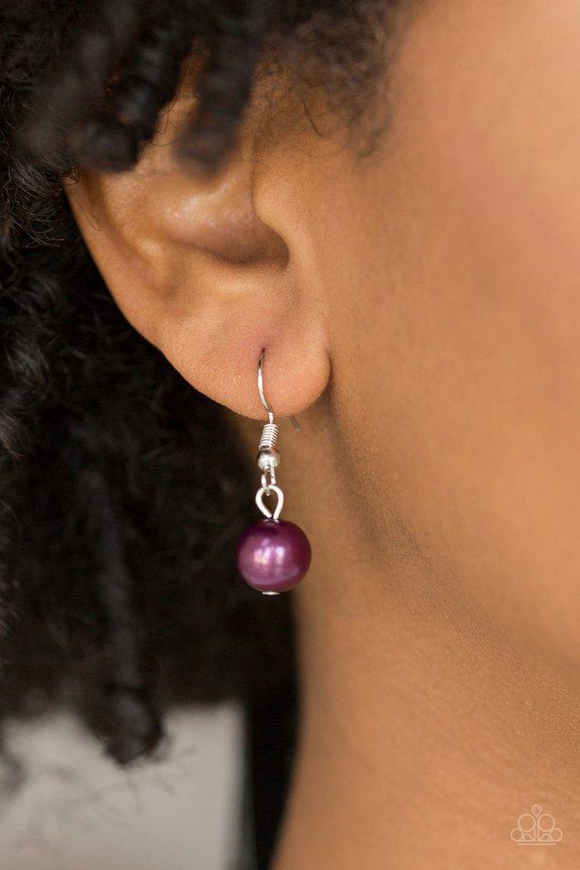 Party Dress Princess - Purple Pearls/Shimmery Silver Hoops Layered Paparazzi Necklace & matching earrings