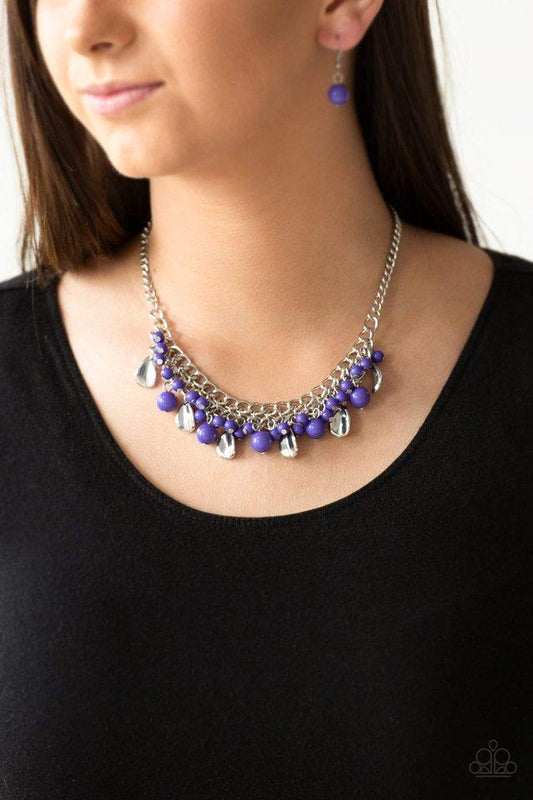 Summer Showdown - Purple Beaded Paparazzi Necklace & matching earrings