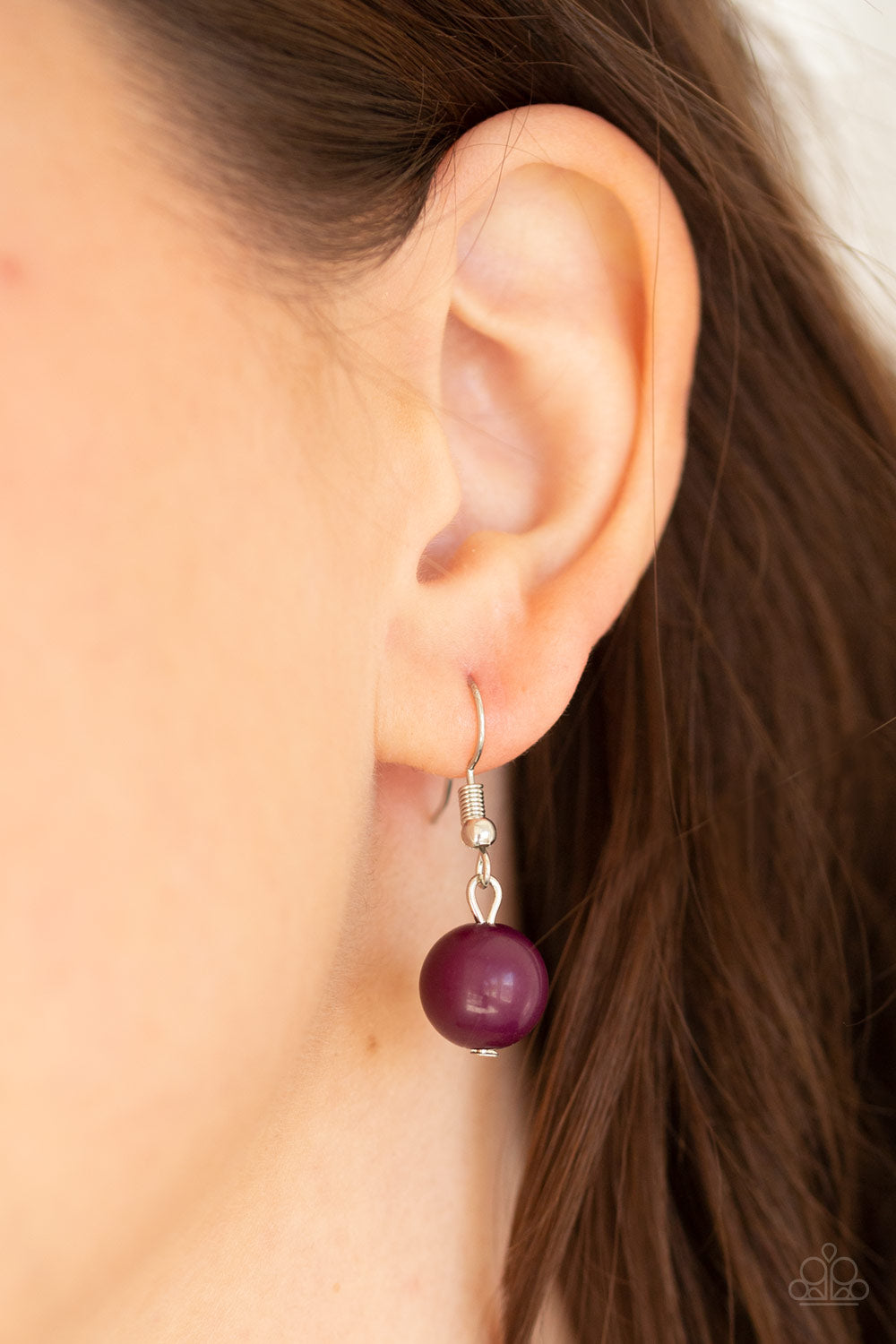 Pleasant Promenade - Purple Faux Rock & Silver Hoop Paparazzi Necklace & matching earrings