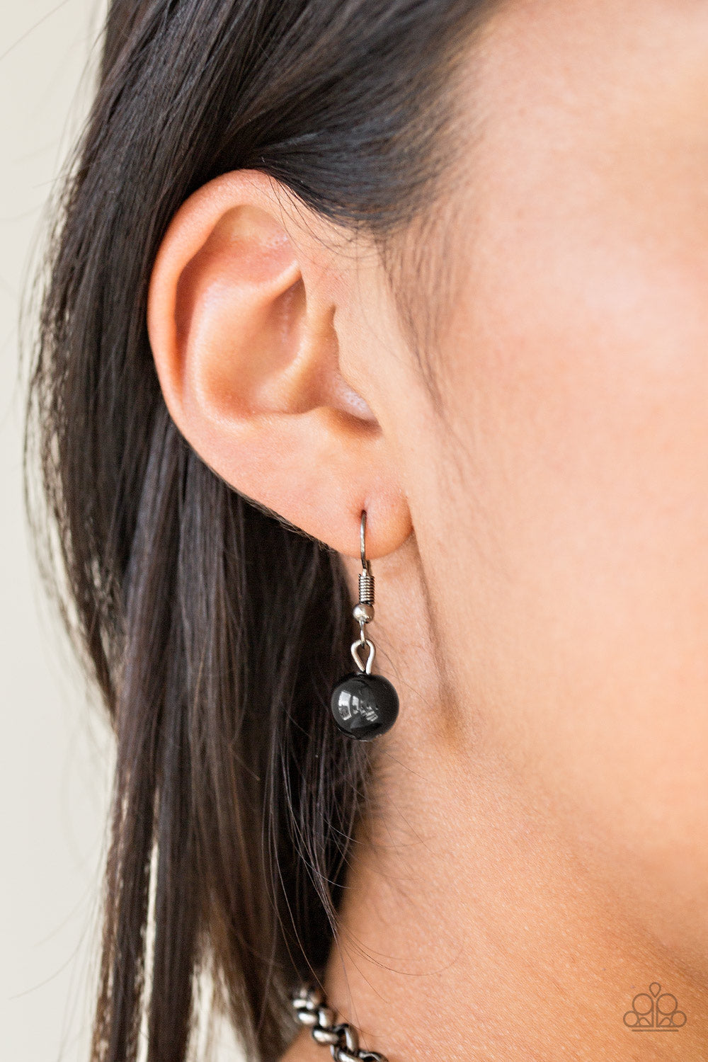 Color Me CEO - Black & Glittery Gunmetal Beaded Necklace & matching earrings