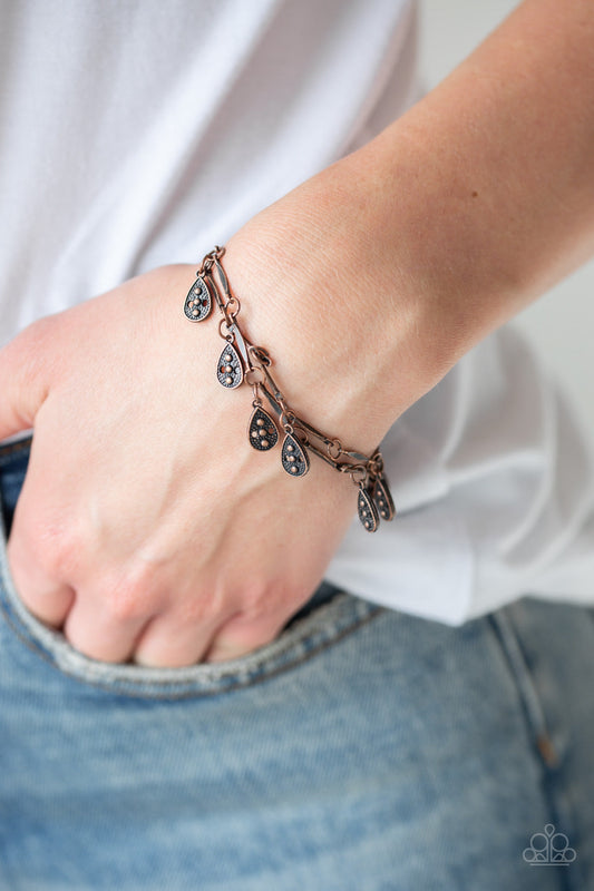 Gypsy Glee - Copper Ornate Teardrops Paparazzi Adjustable Bracelet