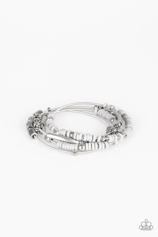 Tribal Spunk - Silver Accents/Gray Disc Beaded Paparazzi Stretch Bracelet