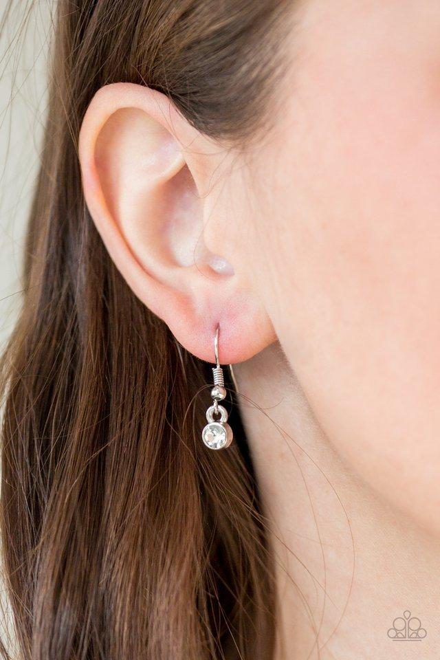 Notorious Noble - White Gem Pendant Paparazzi Necklace & matching earrings