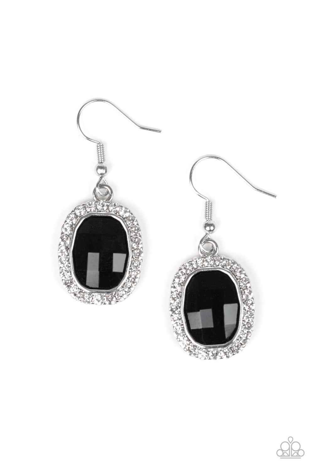 The Modern Monroe - Black Faceted Gem & White Rhinestone Timeless Fashion Earrings